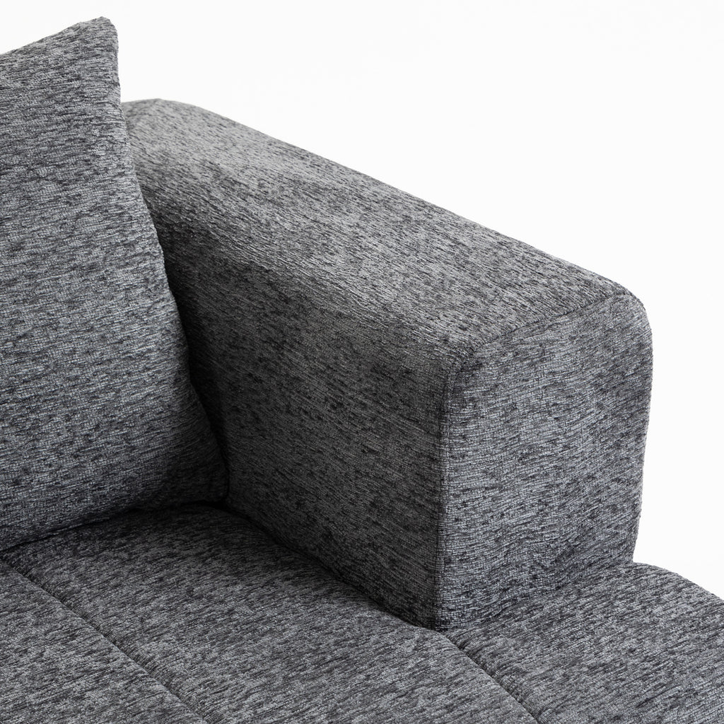 Canapé 3 places en chenille 248 cm, canapé salon moderne, large assise rembourrée, coussins à ressorts, gris
