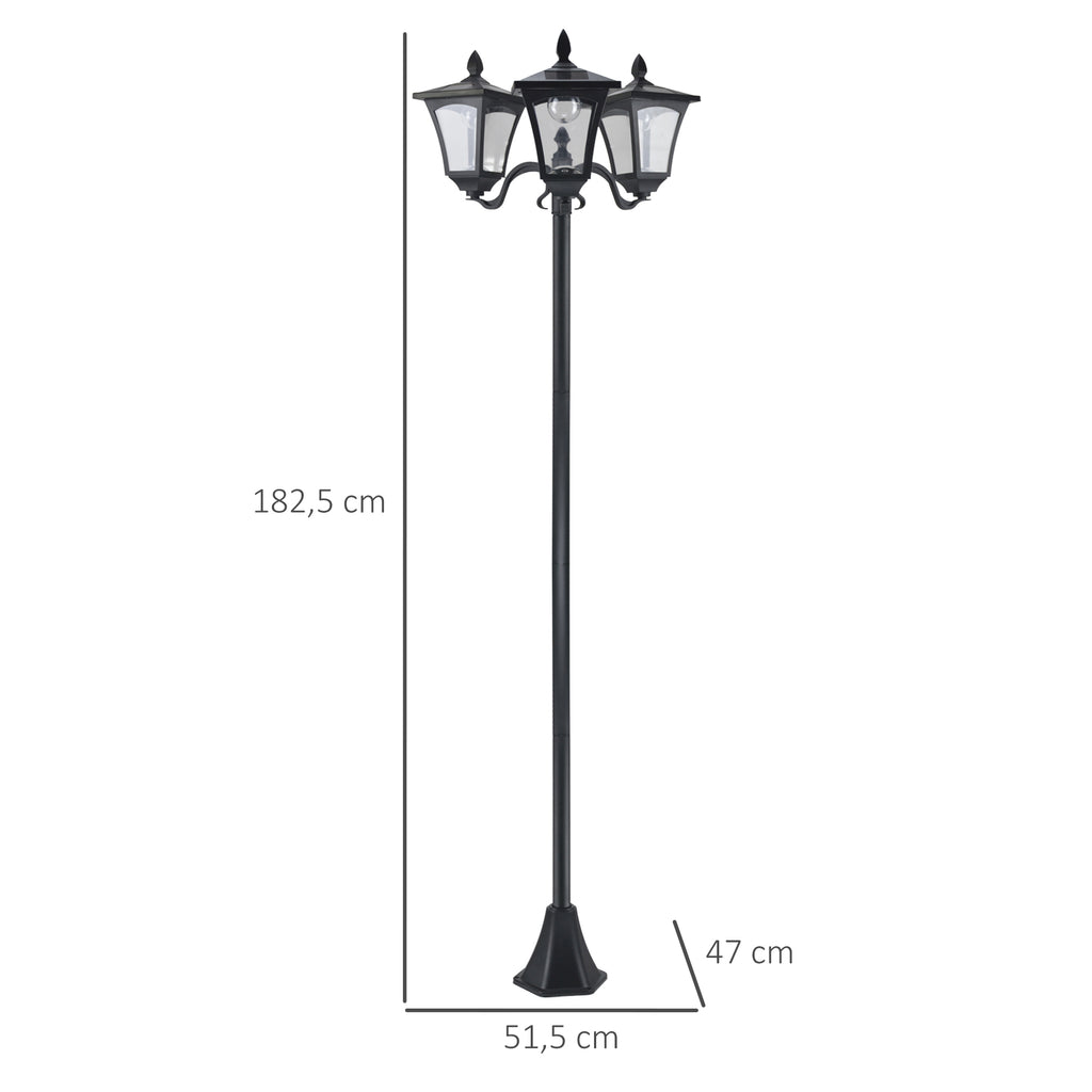 Lampadaire de jardin extérieur à LED solaire avec capteurs 3 abat-jours - H.182.5 cm - IP44