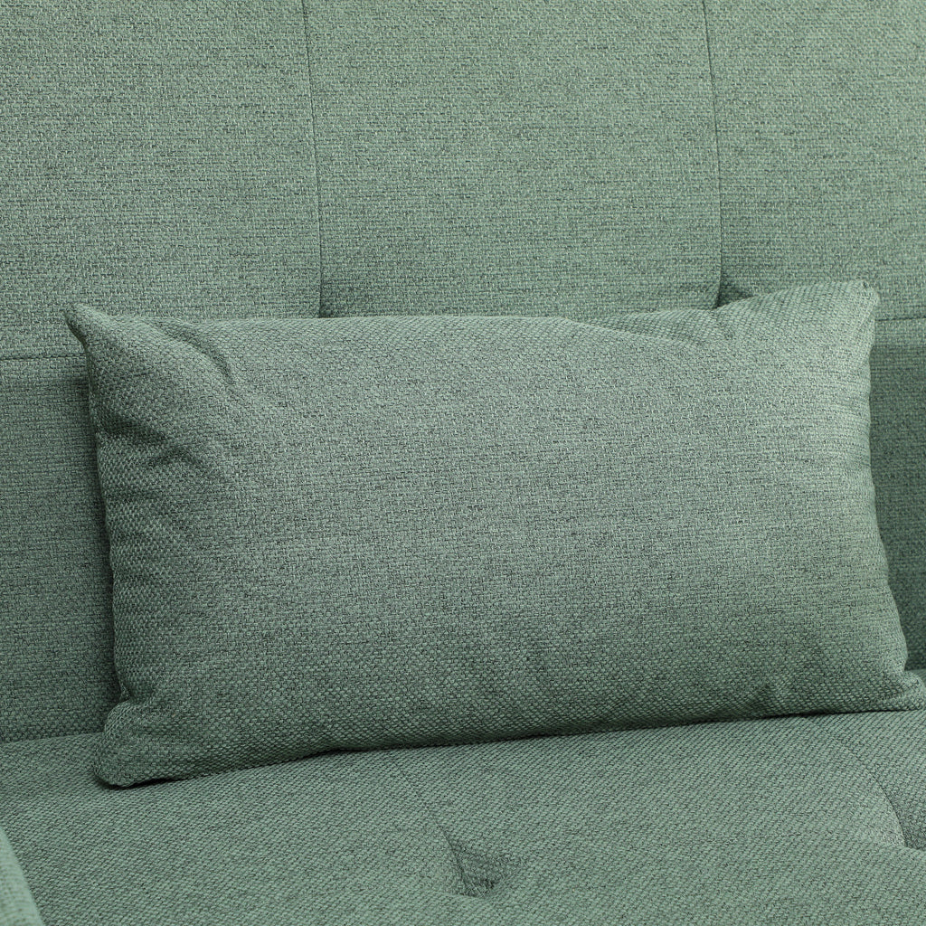 Canapé Convertible 2 Places 3 en 1, Canapé-Lit Clic Clac 160 cm, Dossier Réglable, Assise Large, 2 Oreillers, Vert