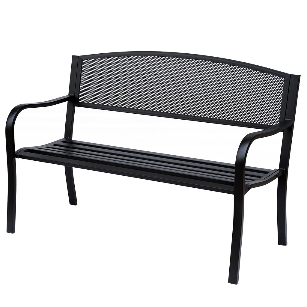 Banc 3 Places de Jardin terrasse Style Contemporain 127L x 60l x 87H cm métal époxy anticorrosion Noir