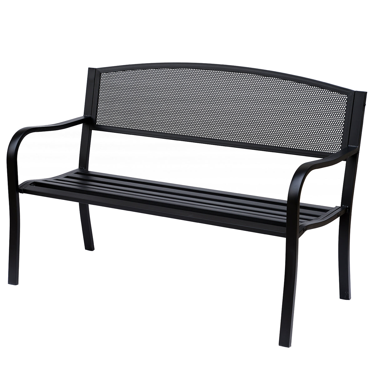 Banc 3 Places de Jardin terrasse Style Contemporain 127L x 60l x 87H cm métal époxy anticorrosion Noir