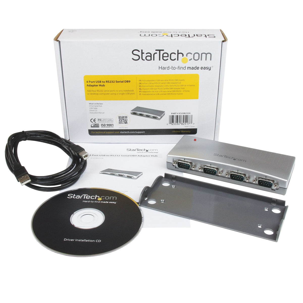 Star Tech 4 Port USB to RS232 Serial DB9 Adapter Hub