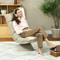 Chaise de sol pivotante à 360°, fauteuil pliable en velours avec dossier réglable 5 positions, 70x62x95cm, beige