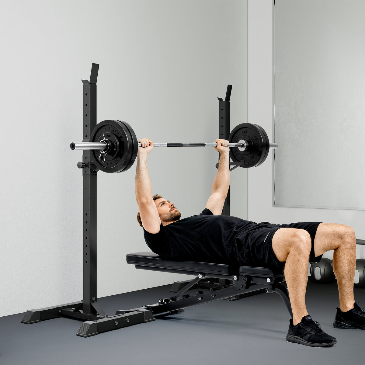 Support de musculation entrainement pour barre longue haltère charge max. 150 Kg