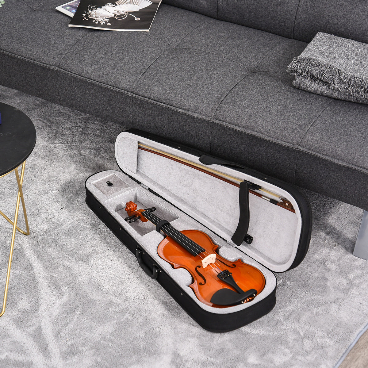 Violon 4/4 pleine grandeur avec étui, accordeur, épaulière, archet, colophane, cordes rechange et chiffon