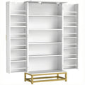 Armoire de cuisine meuble cuisine rangement avec 12 étagères à portes, étagères ajustables, 58x29x119,5cm, blanc