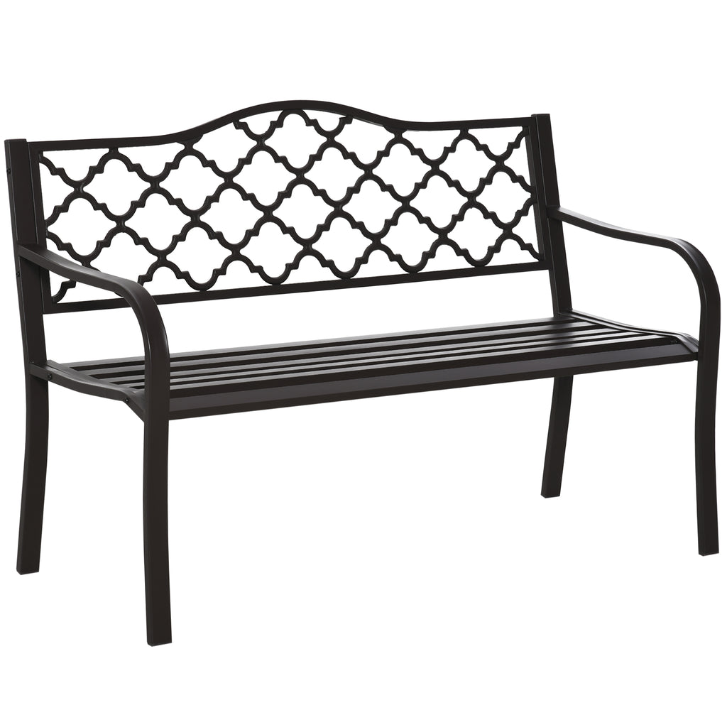 Banc 3 Places de Jardin terrasse Style Rural Chic 128L x 60l x 89H cm métal époxy anticorrosion Fonte Brun