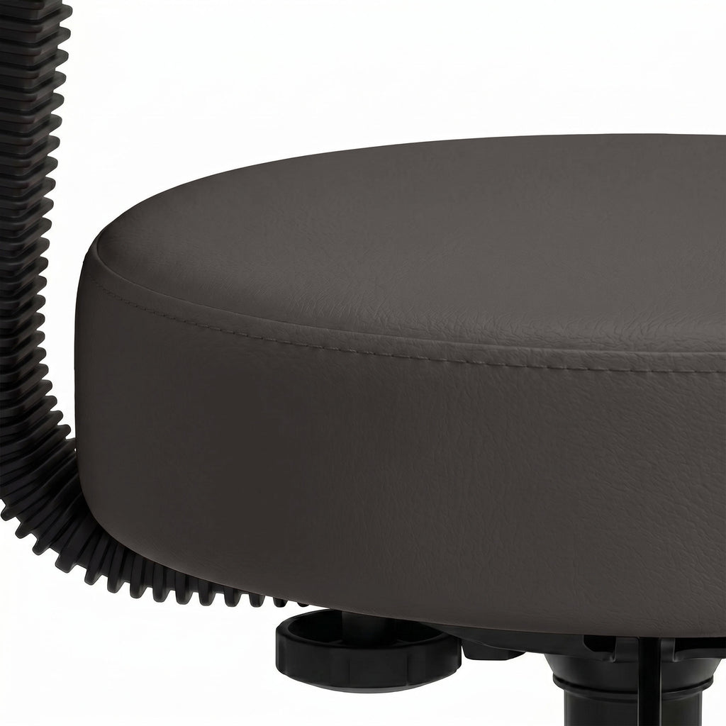 Tabouret massage a roulettes reglable en hauteur pivotant avec dossier ergonomique gris