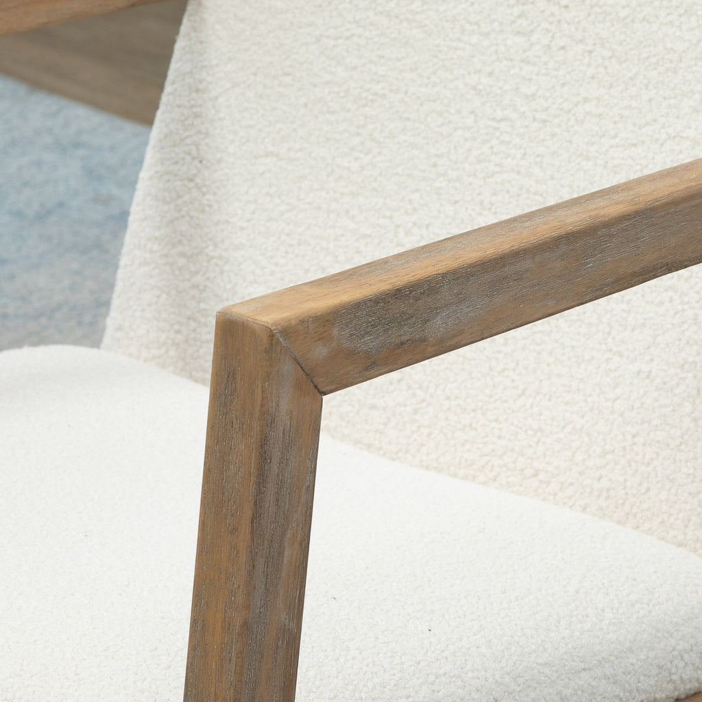 Fauteuil à bascule fauteuil allaitement rocking chair en tissu effet laine bouclée avec pieds en bois massif