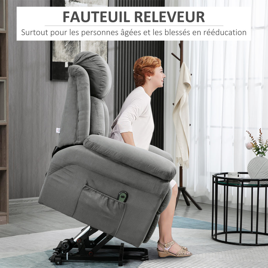 Fauteuil de Relaxation électrique Fauteuil releveur inclinable avec Repose-Pied Ajustable gris