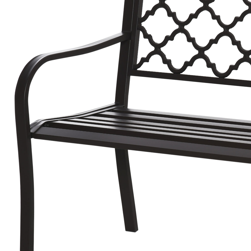 Banc 3 Places de Jardin terrasse Style Rural Chic 128L x 60l x 89H cm métal époxy anticorrosion Fonte Brun