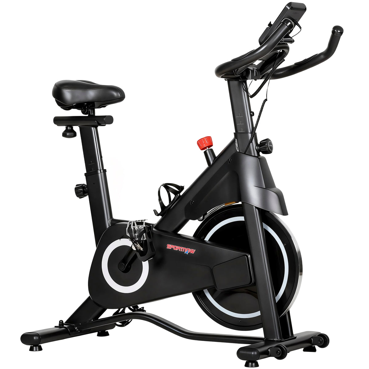 Vélo d'Appartement, Vélo d'Exercice, Résistance Magnétique Réglable, Écran LCD, Siège Confortable, 108x51x116cm, Blanc