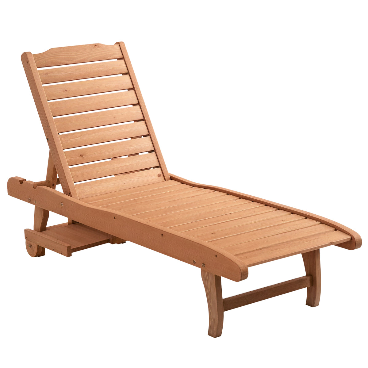 Bain de Soleil transat Style Colonial Dossier réglable 3 Positions roulettes Tablette Support Bois Sapin