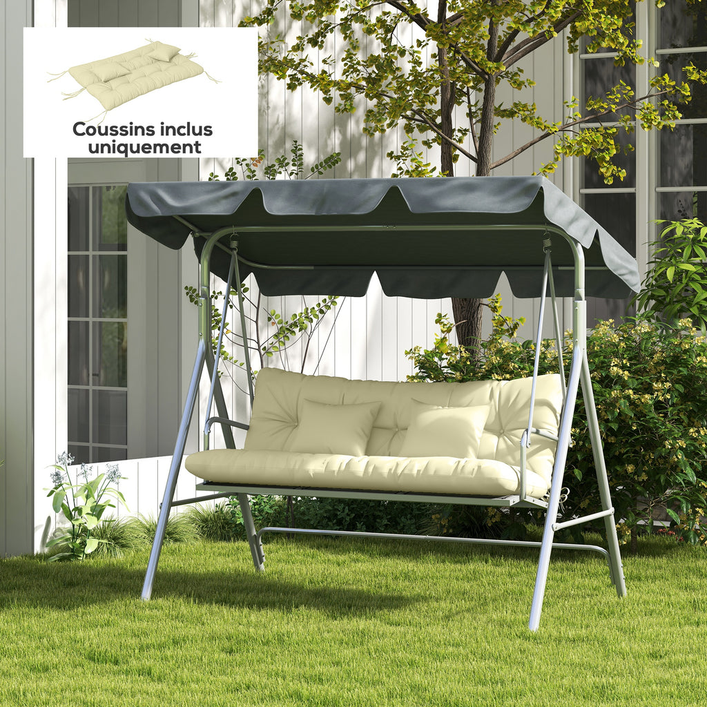 Ensemble de 4 coussins d'extérieur pour balancelle de jardin, 1 coussin d'assise coussins de dossier et 2 oreillers