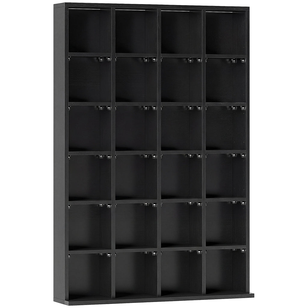 Meuble de rangement multimédia 456 CD/ 336 DVD - bibliothèque en bois avec étagères réglables, 89 x 130,5 cm, noir