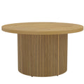 Table basse ronde en bois, table de salon avec piètement cannelé, style moderne, effet bois naturel