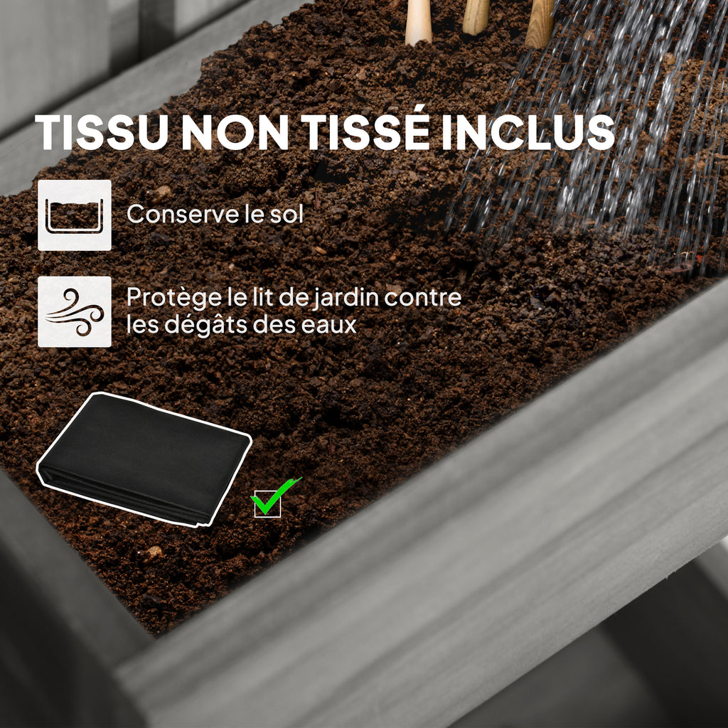 Jardinière murale potager avec 3 bacs en bois massif amovibles, tissu non tissé, 60 x 16 x 80 cm gris