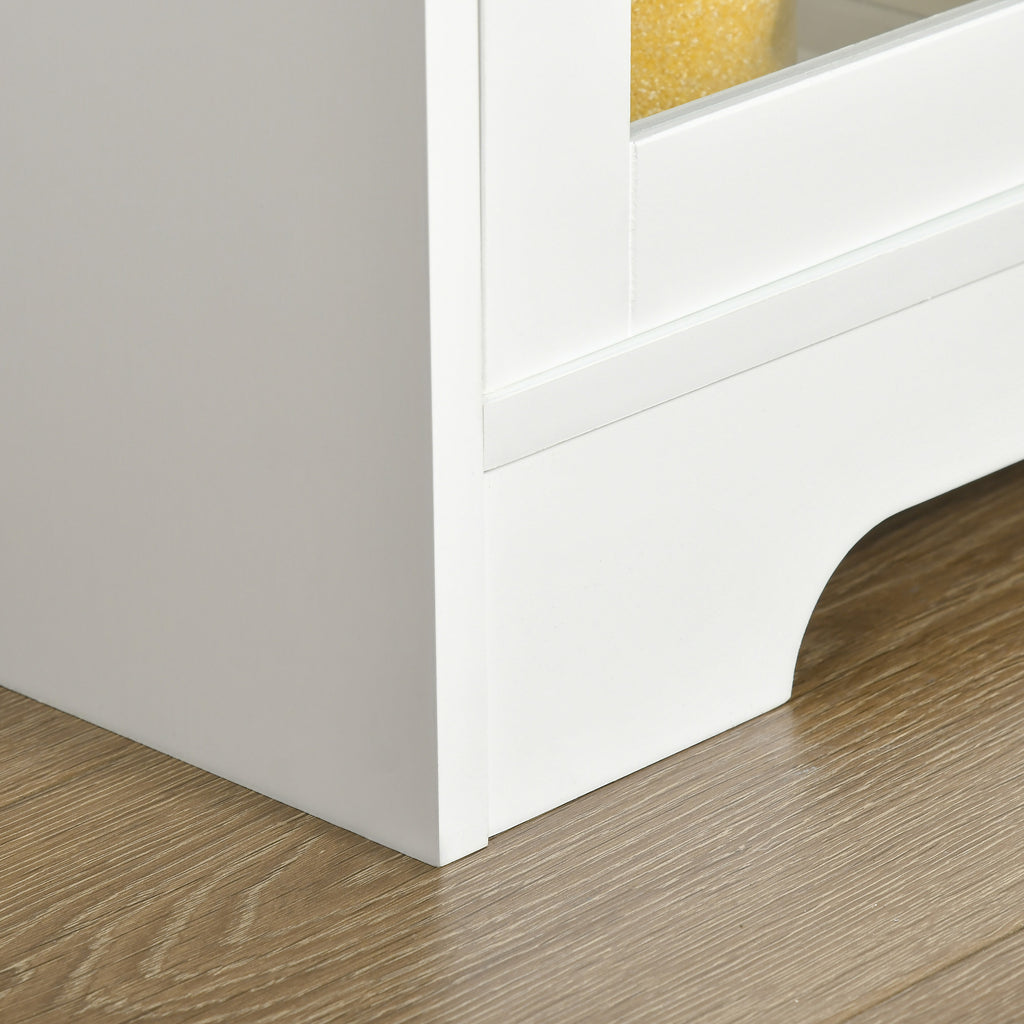 Meuble micro-ondes, buffet cuisine, armoire de rangement, pour cuisine, salle à Manger 90 x 40 x 82 cm verre trempé et bois, blanc
