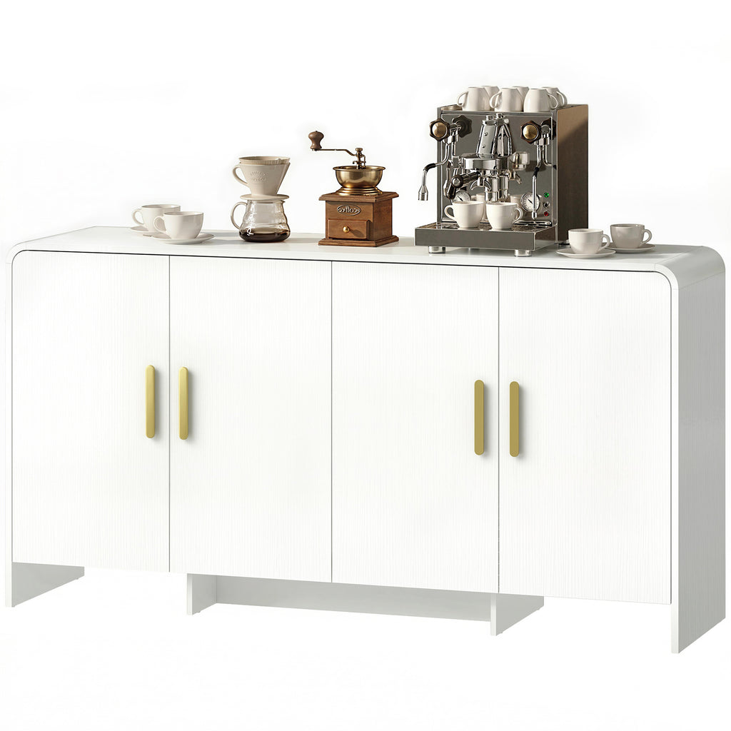Buffet de Cuisine avec 4 Étageres 4 Portes à Fermeture Douce Meuble TV pour 183 cm 152x40x80 cm Blanc