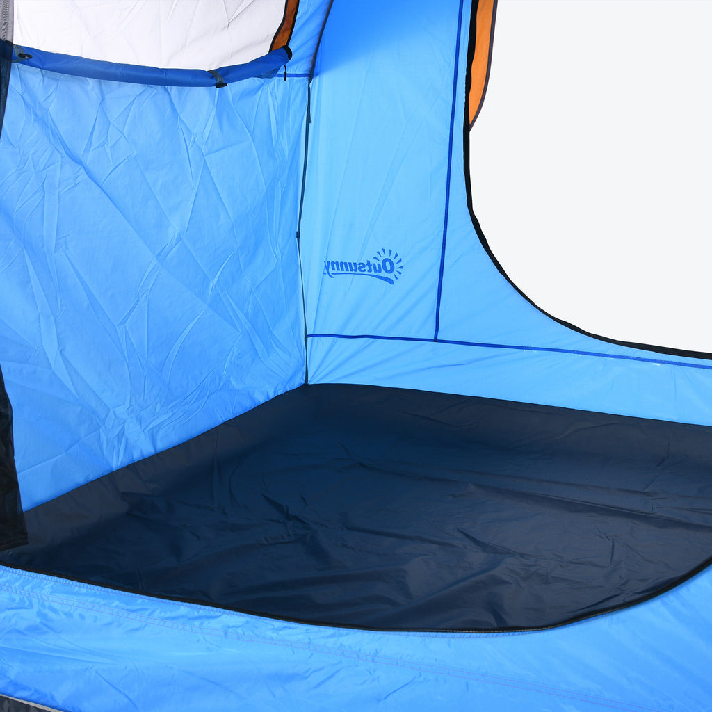 Tente de voiture pour SUV hayon 5-6 personnes avec 3 portes, fenêtre en maille, pour trekking, randonnée, bleu et orange