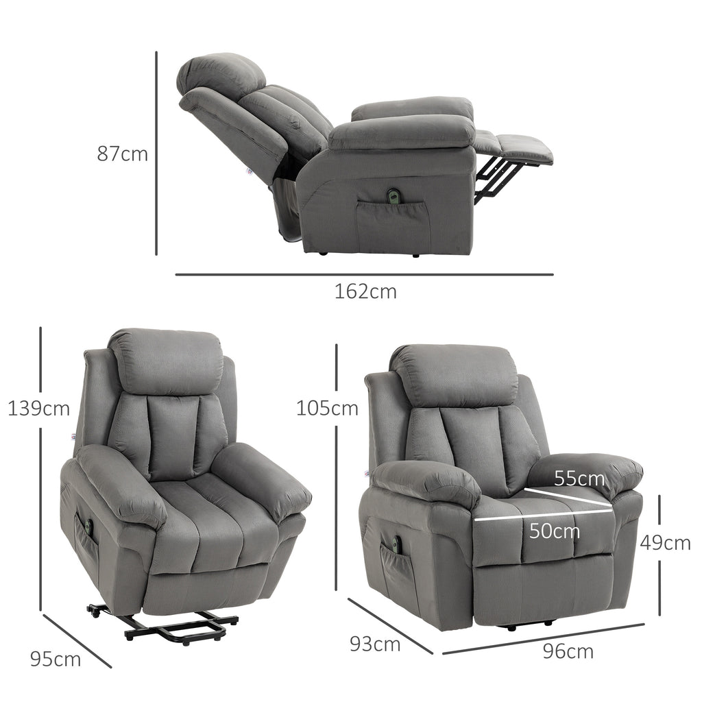 Fauteuil de Relaxation électrique Fauteuil releveur inclinable avec Repose-Pied Ajustable gris