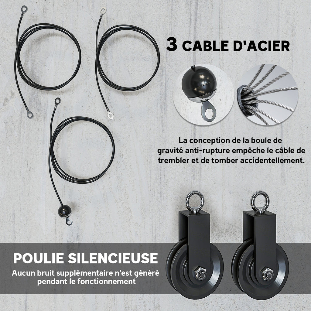 Poulie musculation maison, cable machine musculation exercices de flexion des biceps, des triceps et des bras