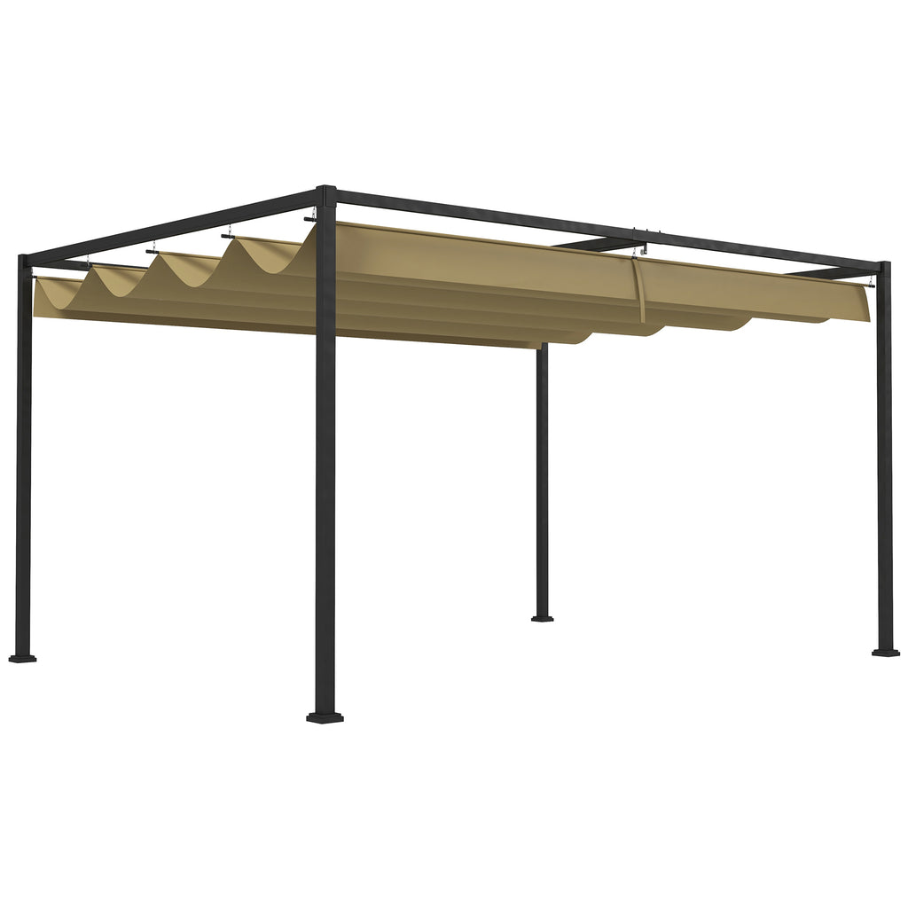 Pergola coulissante Pergola rétractable 3 x 2 m structure métal époxy anticorrosion toile polyester 180 g/m² kaki