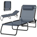 Bain de Soleil transat Pliable Dossier inclinable Multi-Positions Acier thermoplastique Lacets élastiques Noir