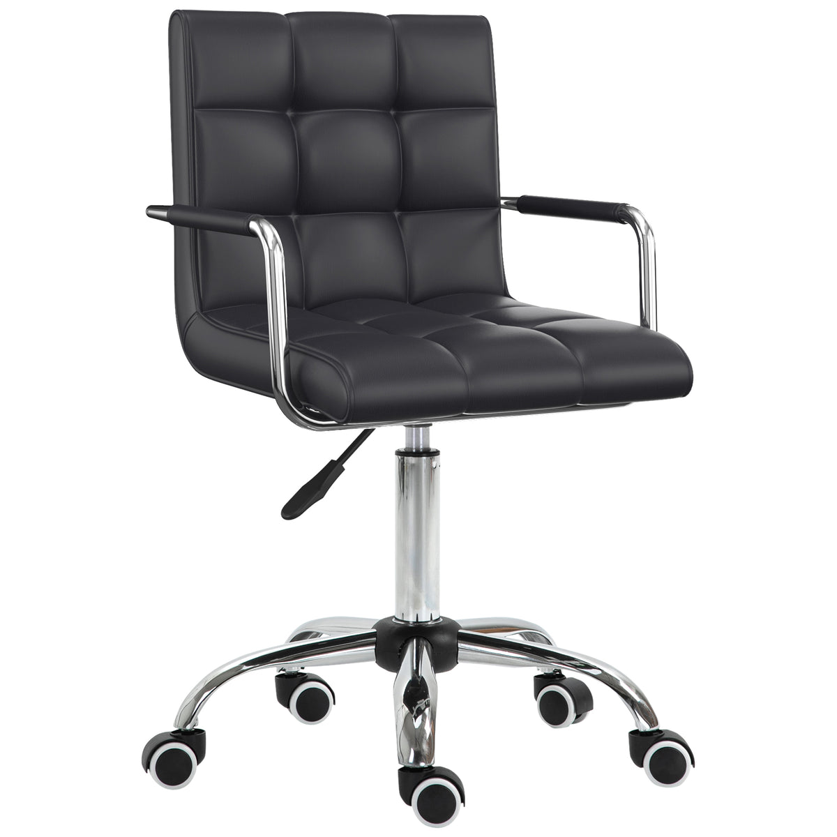 Chaise de bureau fauteuil manager pivotant hauteur réglable revêtement synthétique capitonné noir