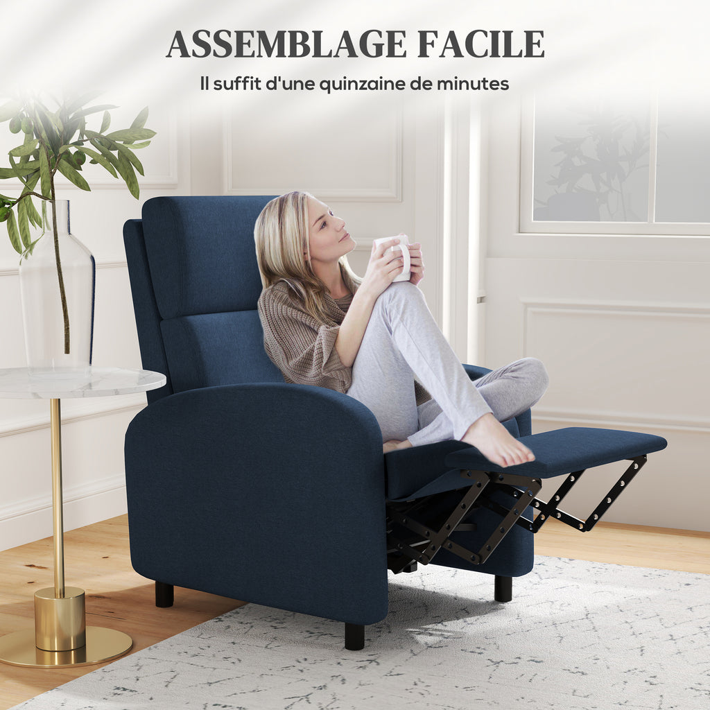 Fauteuil relax fauteuil inclinable salon fauteuil de relaxation - dossier réglable jusqu'à 160° repose-pieds intégré