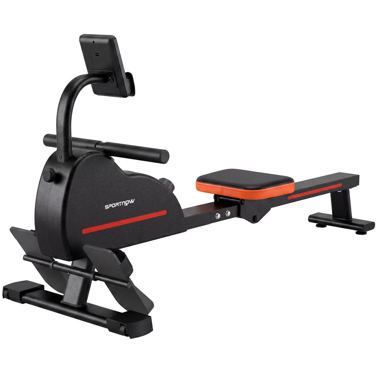 Rameur Musculation d'Appartement Bluetooth Connecté Kinomap & Zwift 16 Niveaux Résistance Silencieux 135x42x72cm Rouge