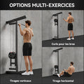 Appareil de musculation mural, station de traction, poulie haute et basse, 2 poulies, en acier, 75 x 16 x 192 cm, noir