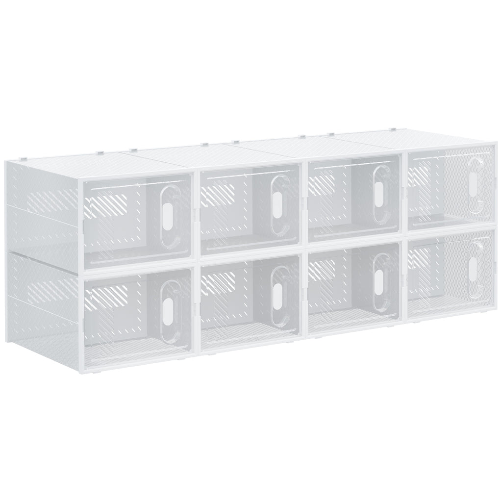 Meuble de rangement modulable, 8 cubes, meuble à chaussures empilables, vêtements, livres, jouets, blanc et transparent