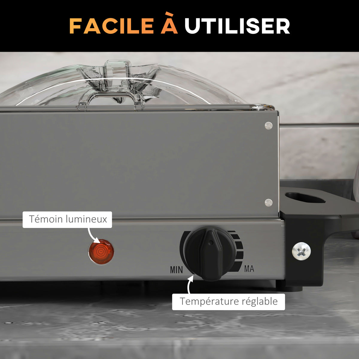 Chauffe-plats électrique acier inoxydable 300 W capacité 2 x 2,4 L et 2 x 1 L plaque chauffante et températur réglable
