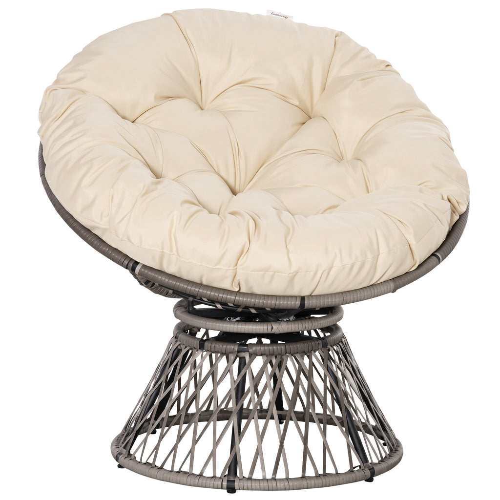 Fauteuil rond de jardin fauteuil papasan pivotant Ø 97 x 90H cm grand coussin fourni polyester résine tressée