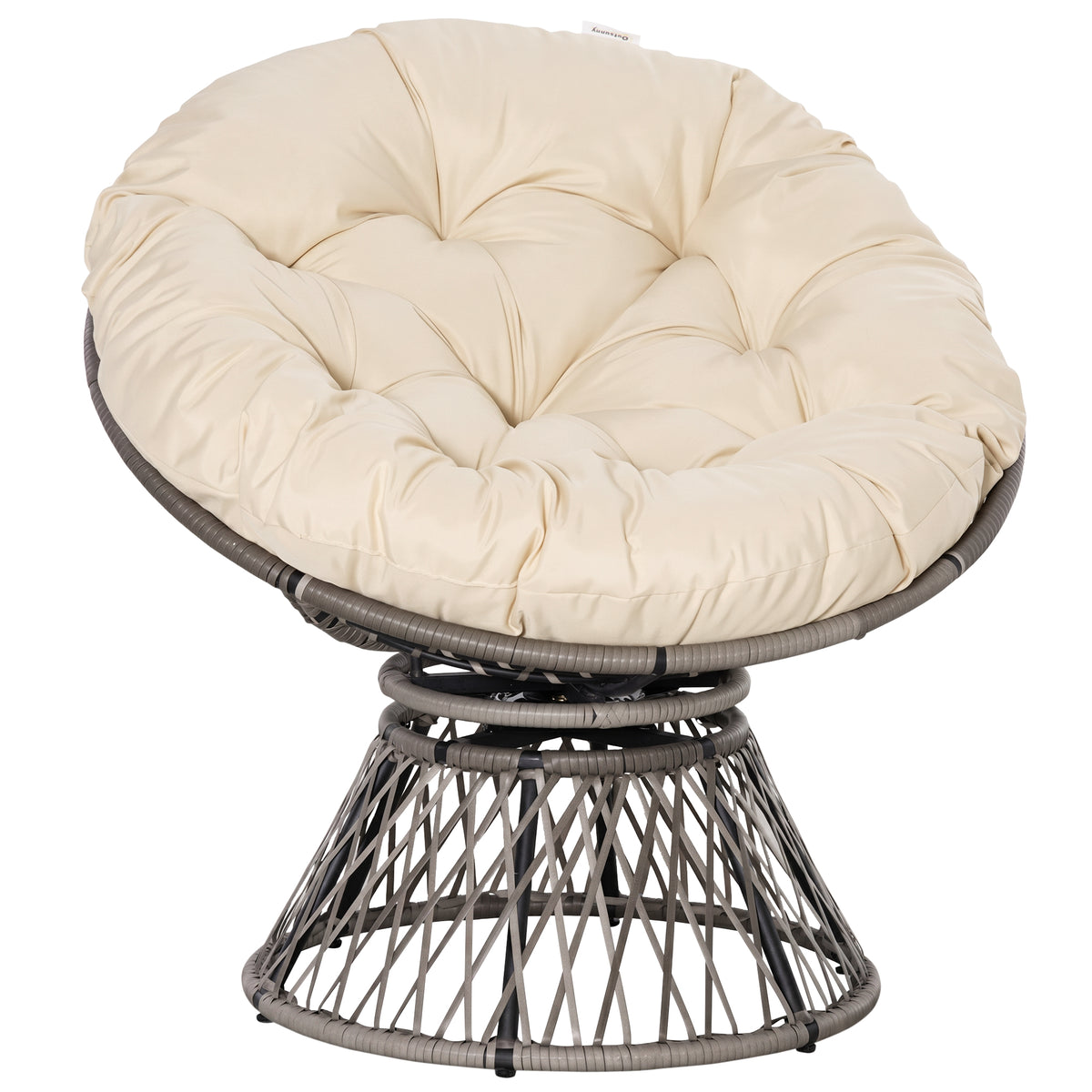 Fauteuil rond de jardin fauteuil papasan pivotant Ø 97 x 90H cm grand coussin fourni polyester résine tressée