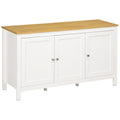 Buffet meuble de rangement avec 3 portes 2 étagères réglables plateau aspect bois clair 120 x 40 x 70 cm blanc