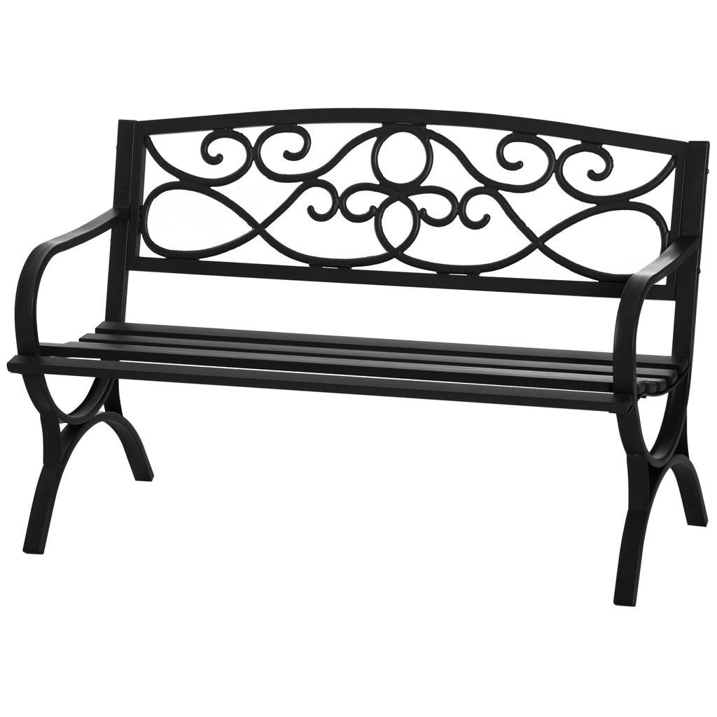 Banc de jardin 2 places banquette extérieur terrasse patio dossier incliné assise à lattes accoudoirs