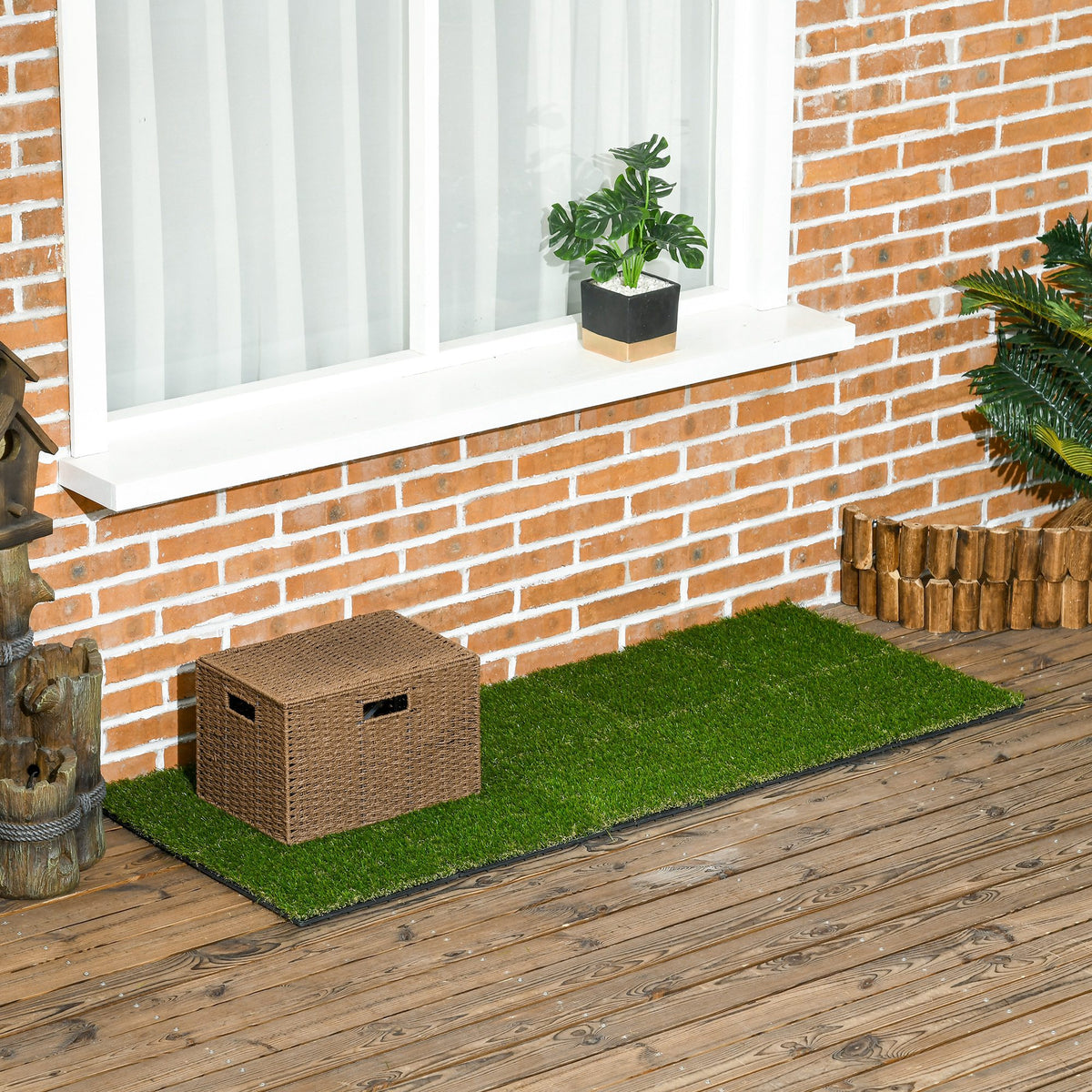 Gazon synthétique Artificiel Set de 10 Dalles Carreaux 30 x 30 cm épaisseur Confort 3,5 cm à emboîter Vert