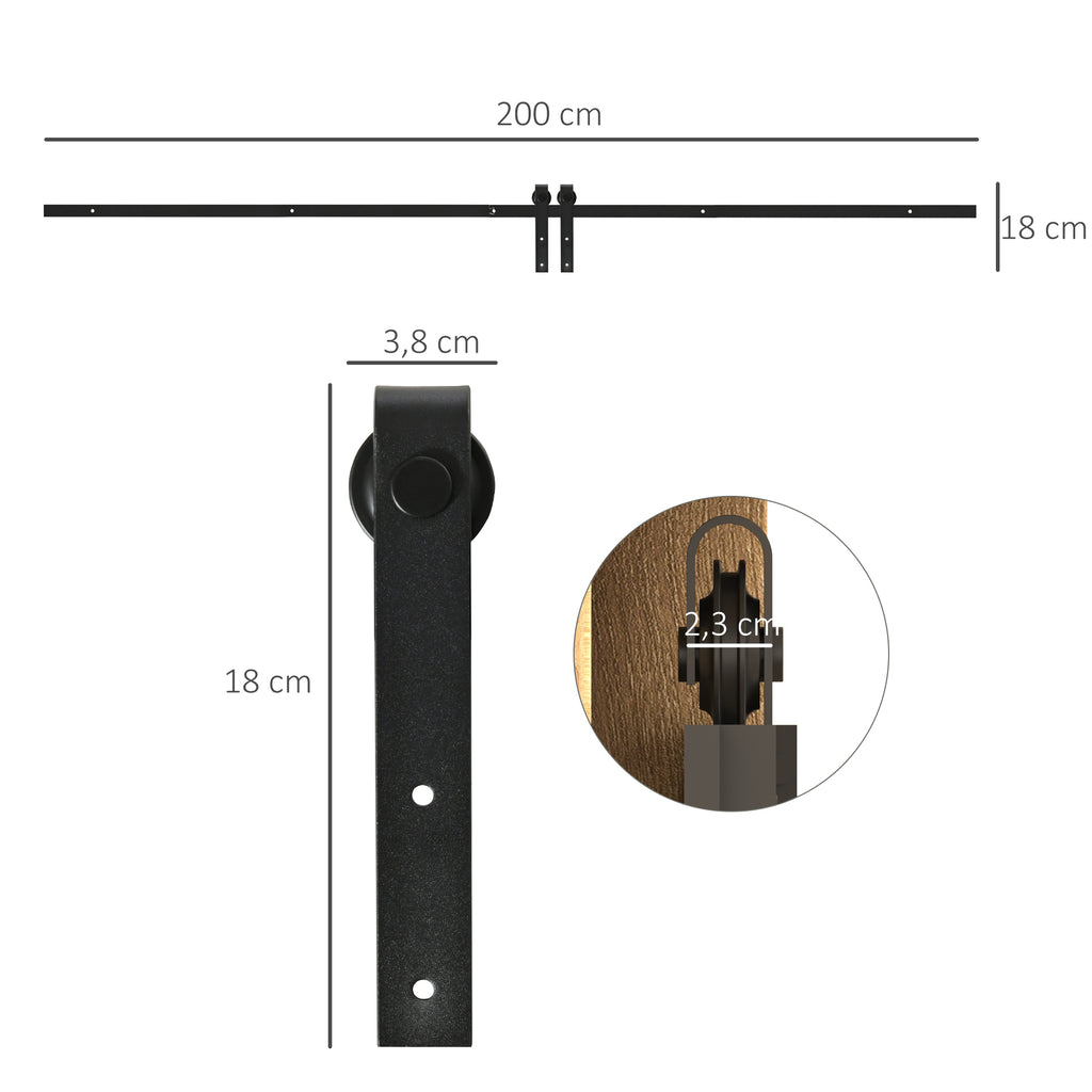 200 CM Rail porte coulissante quincaillerie de rail pour porte de grange simple en acier acier au carbone