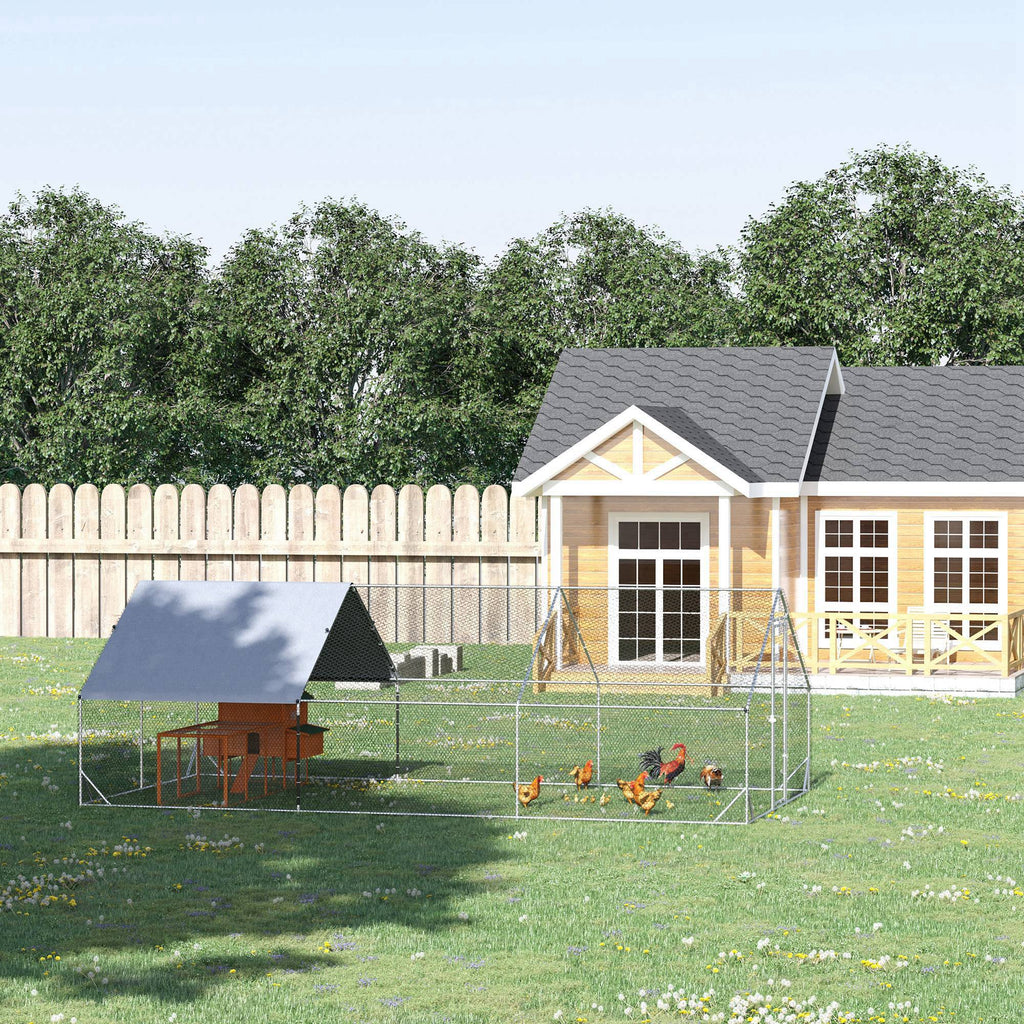 Enclos poulailler chenil volière extérieur 18 m² - Parc grillagé dim. 6L x 3l x 2H m Acier galvanisé