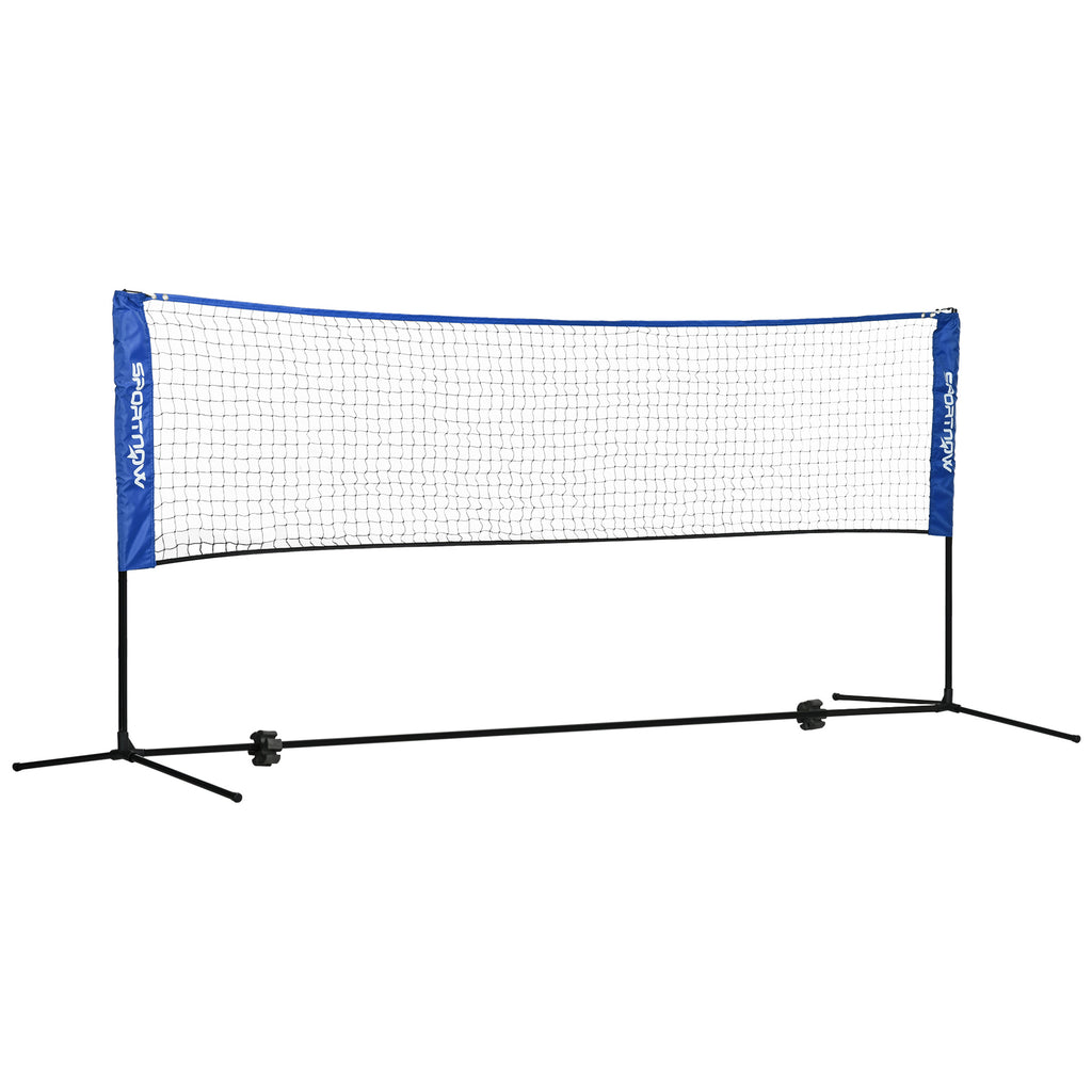 Filet de badminton, filet portable, hauteur ajustable 107-155 cm, avec sac de transport, cadre métallique, noir, bleu