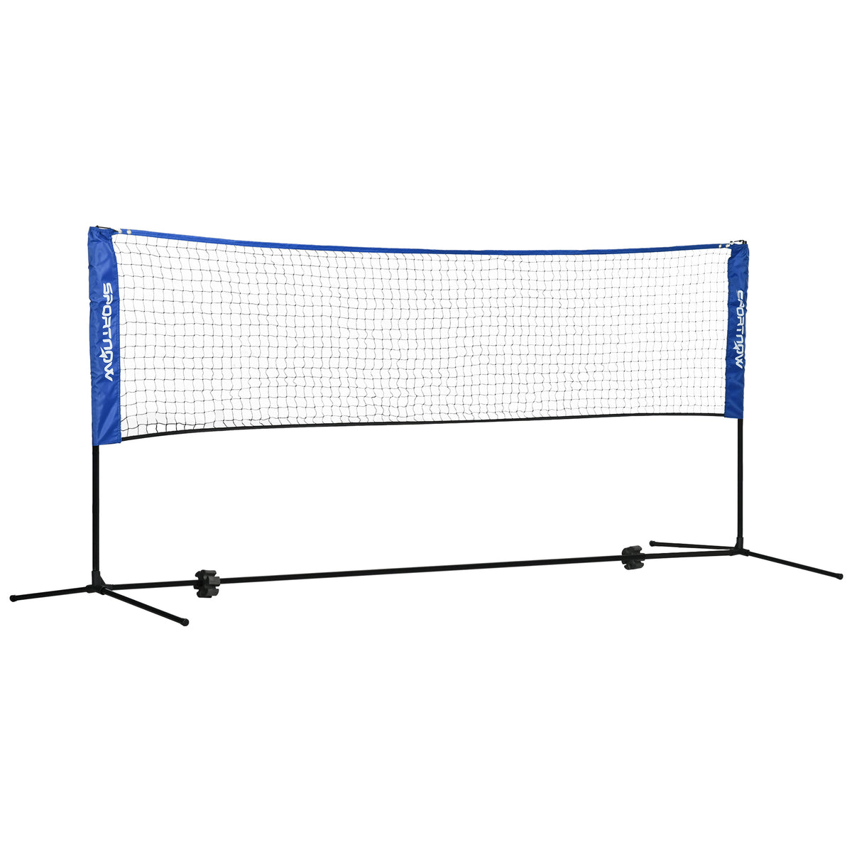 Filet de badminton, filet portable, hauteur ajustable 107-155 cm, avec sac de transport, cadre métallique, noir, bleu
