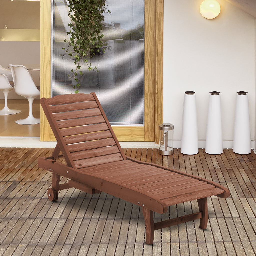 Bain de Soleil transat Style Colonial Dossier réglable 3 Positions roulettes Tablette Support Bois Sapin