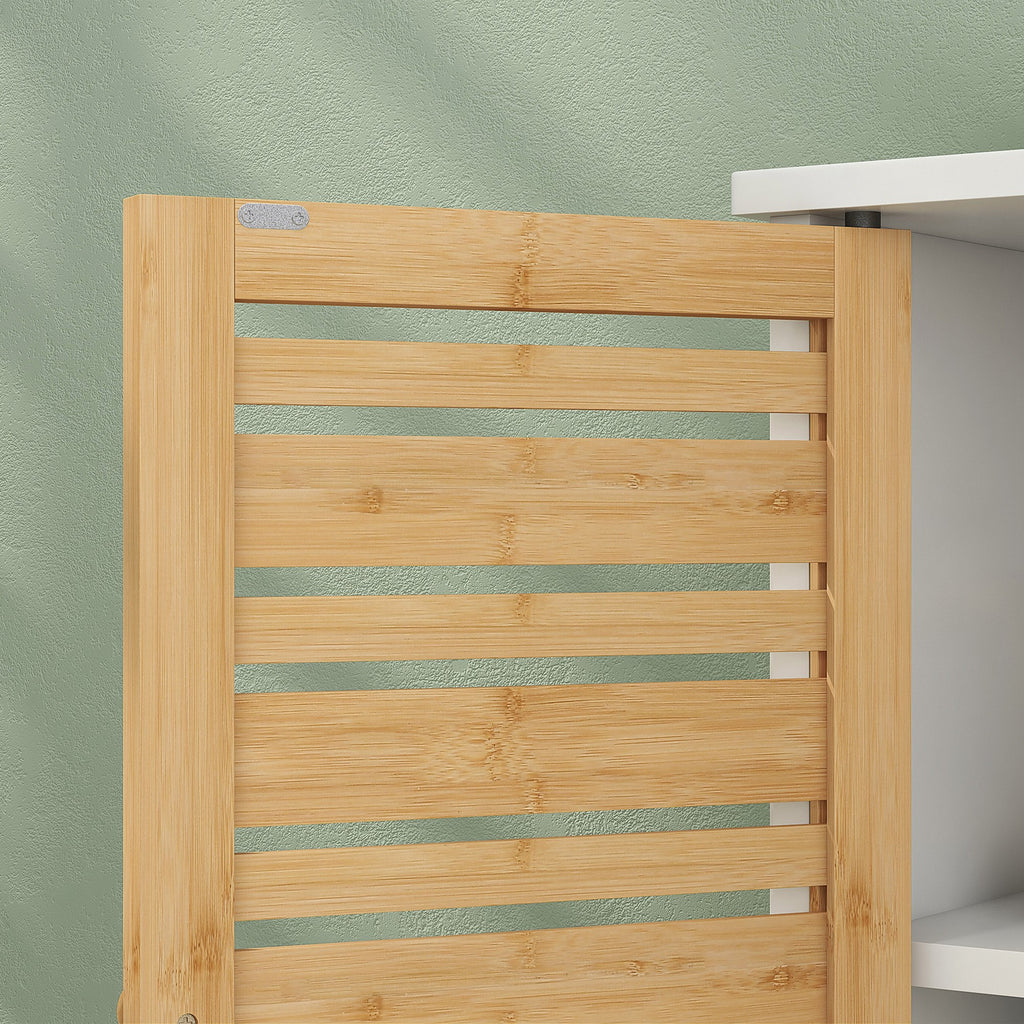 Meuble sous vasque de salle de bain 2 portes étagère réglable armoire de rangement pour lavabo 60x30x60 cm bambou blanc