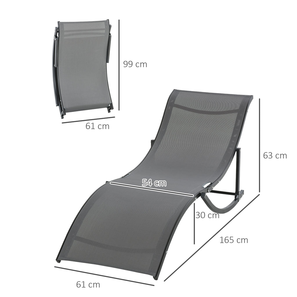 Lot de 2 bains de soleil pliables, chaise longue jardin extérieur en aluminium et textilène anthracite