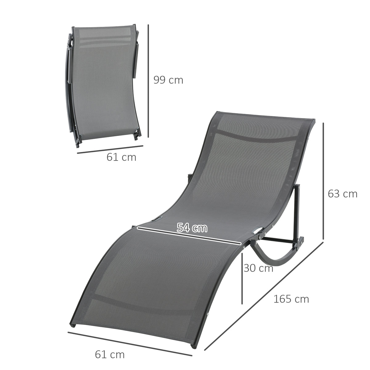 Lot de 2 bains de soleil pliables, chaise longue jardin extérieur en aluminium et textilène anthracite