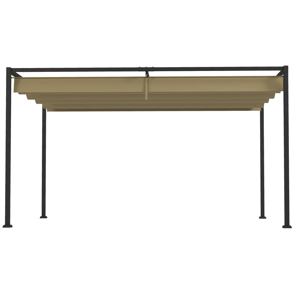 Pergola coulissante Pergola rétractable 3 x 2 m structure métal époxy anticorrosion toile polyester 180 g/m² kaki