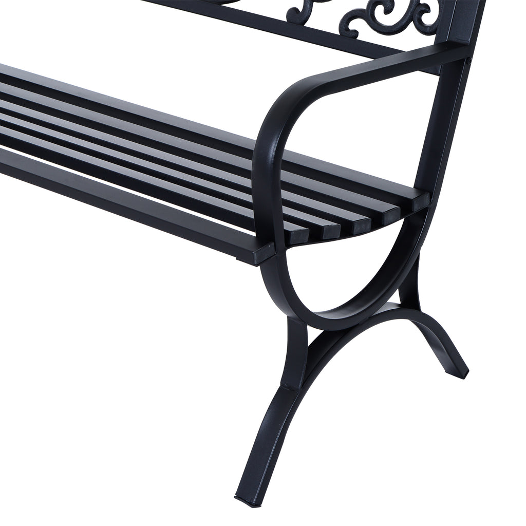 Banc de jardin terrasse en acier fonte noir 3 places 127 x 60 x 85 cm charge max 240 Kg