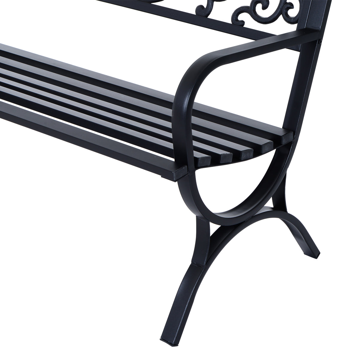 Banc de jardin terrasse en acier fonte noir 3 places 127 x 60 x 85 cm charge max 240 Kg